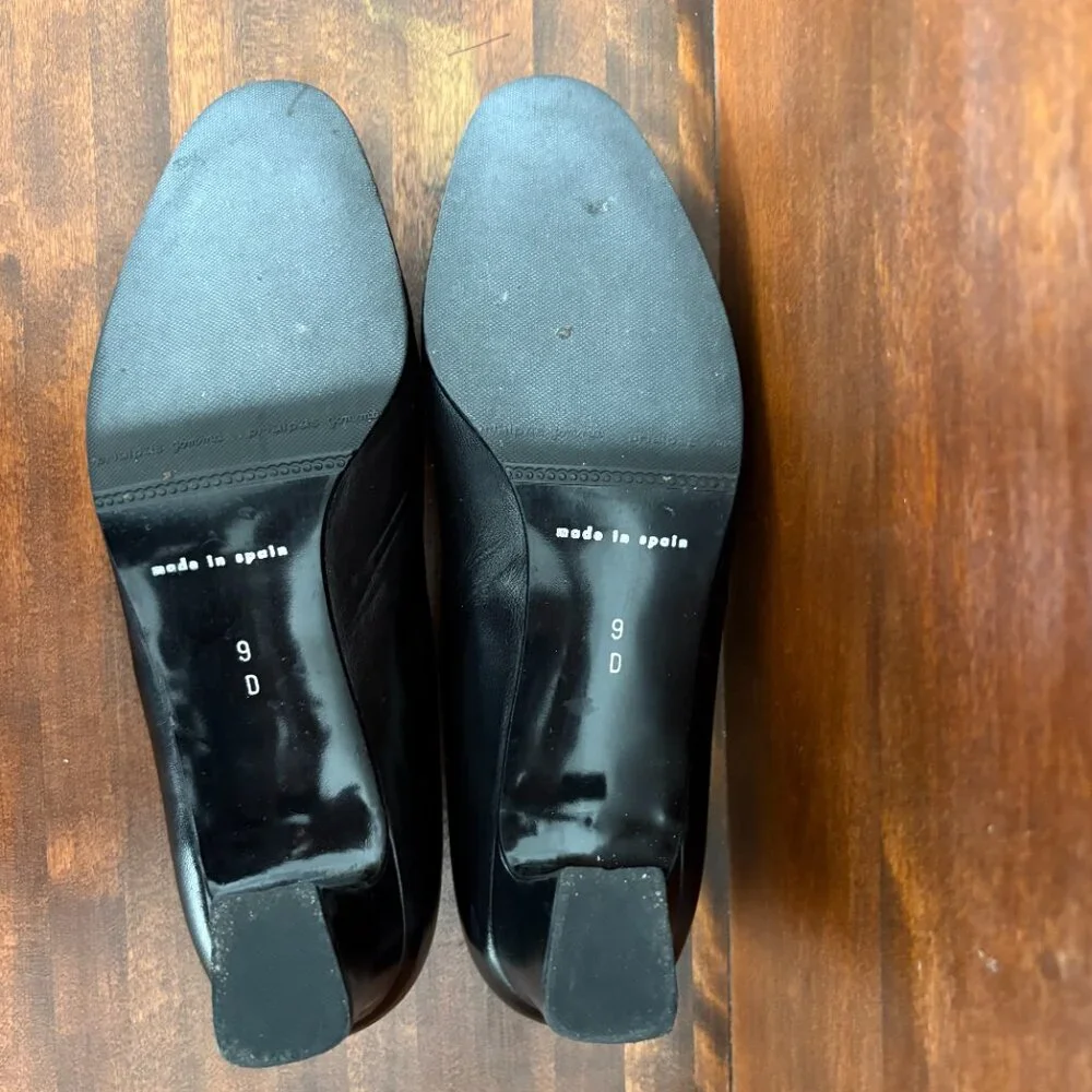 Selby Women's Black Leather Comfort Pumps Made in Spain Party Corporate Chic 9D